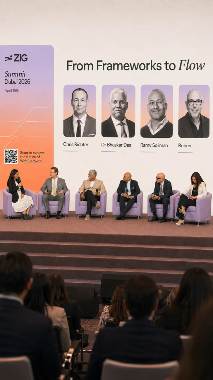Panel discussion at the ZIG Summit Dubai, under the heading “From Frameworks to Flow”